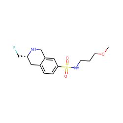 COCCCNS(=O)(=O)c1ccc2c(c1)CN[C@@H](CF)C2 ZINC000013581884