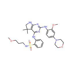 COCCCNS(=O)(=O)c1ccccc1Nc1nc(Nc2ccc(N3CCOCC3)cc2OC)nc2c1C(C)(C)CN2 ZINC000221675951