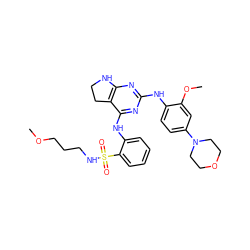 COCCCNS(=O)(=O)c1ccccc1Nc1nc(Nc2ccc(N3CCOCC3)cc2OC)nc2c1CCN2 ZINC000221652241