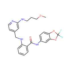 COCCCNc1cc(CNc2ccccc2C(=O)Nc2ccc3c(c2)OC(F)(F)O3)ccn1 ZINC000028951801