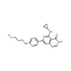 COCCCNc1ccc(-c2cc3ncn(C)c(=O)c3c(NC3CC3)n2)cn1 ZINC000115624035