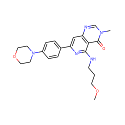 COCCCNc1nc(-c2ccc(N3CCOCC3)cc2)cc2ncn(C)c(=O)c12 ZINC000115624350