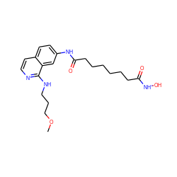 COCCCNc1nccc2ccc(NC(=O)CCCCCCC(=O)NO)cc12 ZINC000474608473