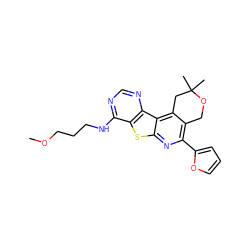 COCCCNc1ncnc2c1sc1nc(-c3ccco3)c3c(c12)CC(C)(C)OC3 ZINC000002449038