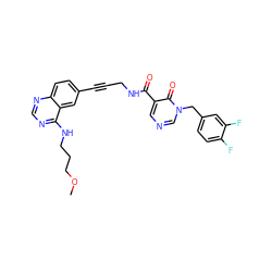 COCCCNc1ncnc2ccc(C#CCNC(=O)c3cncn(Cc4ccc(F)c(F)c4)c3=O)cc12 ZINC000096176271