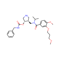 COCCCOc1cc(C(=O)N(C[C@@H]2CNC[C@H]2OC(=O)NCc2ccccc2)C(C)C)ccc1OC ZINC000168412408