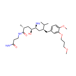 COCCCOc1cc(C[C@@H](C[C@H](N)[C@@H](O)C[C@@H](C)C(=O)NCCC(N)=O)C(C)C)ccc1OC ZINC000014967606