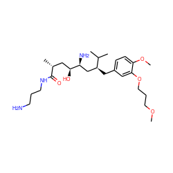 COCCCOc1cc(C[C@@H](C[C@H](N)[C@@H](O)C[C@@H](C)C(=O)NCCCN)C(C)C)ccc1OC ZINC000014967546