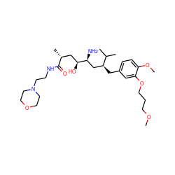 COCCCOc1cc(C[C@@H](C[C@H](N)[C@@H](O)C[C@@H](C)C(=O)NCCN2CCOCC2)C(C)C)ccc1OC ZINC000014967553