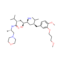 COCCCOc1cc(C[C@@H](C[C@H](N)[C@@H](O)C[C@H](C(=O)N[C@@H](C)CN2CCOCC2)C(C)C)C(C)C)ccc1OC ZINC000014967729