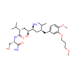 COCCCOc1cc(C[C@@H](C[C@H](N)[C@@H](O)C[C@H](C(=O)N[C@@H](CO)C(N)=O)C(C)C)C(C)C)ccc1OC ZINC000014967673