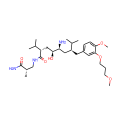 COCCCOc1cc(C[C@@H](C[C@H](N)[C@@H](O)C[C@H](C(=O)NC[C@H](C)C(N)=O)C(C)C)C(C)C)ccc1OC ZINC000014967685