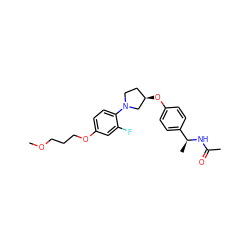 COCCCOc1ccc(N2CC[C@@H](Oc3ccc([C@H](C)NC(C)=O)cc3)C2)c(F)c1 ZINC001772588737