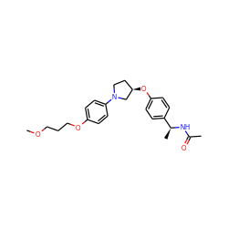 COCCCOc1ccc(N2CC[C@@H](Oc3ccc([C@H](C)NC(C)=O)cc3)C2)cc1 ZINC000223350894