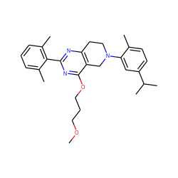 COCCCOc1nc(-c2c(C)cccc2C)nc2c1CN(c1cc(C(C)C)ccc1C)CC2 ZINC000149149757