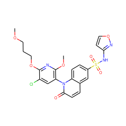 COCCCOc1nc(OC)c(-n2c(=O)ccc3cc(S(=O)(=O)Nc4ccon4)ccc32)cc1Cl ZINC001772626457