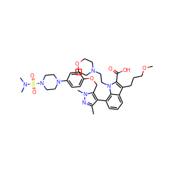 COCCCc1c(C(=O)O)n(CCN2CCOCC2)c2c(-c3c(C)nn(C)c3COc3ccc(N4CCN(S(=O)(=O)N(C)C)CC4)cc3)cccc12 ZINC000299852137