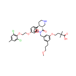 COCCCc1cc(CN(C(=O)[C@H]2CNCC[C@@H]2c2ccc(OCCOc3c(Cl)cc(C)cc3Cl)cc2)C2CC2)cc(OCCC(C)(C)C(=O)O)c1 ZINC000095547856