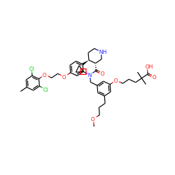 COCCCc1cc(CN(C(=O)[C@H]2CNCC[C@@H]2c2ccc(OCCOc3c(Cl)cc(C)cc3Cl)cc2)C2CC2)cc(OCCCC(C)(C)C(=O)O)c1 ZINC000095547840