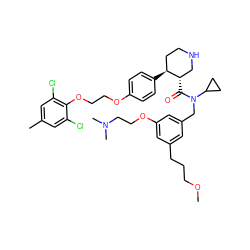 COCCCc1cc(CN(C(=O)[C@H]2CNCC[C@@H]2c2ccc(OCCOc3c(Cl)cc(C)cc3Cl)cc2)C2CC2)cc(OCCN(C)C)c1 ZINC000072132841