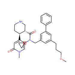 COCCCc1cc(CN(C(=O)[C@H]2CNCC[C@@H]2c2ccn(C)c(=O)c2)C2CC2)cc(-c2ccccc2)c1 ZINC000072173618