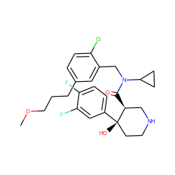 COCCCc1ccc(Cl)c(CN(C(=O)[C@H]2CNCC[C@]2(O)c2ccc(F)c(F)c2)C2CC2)c1 ZINC000073138927