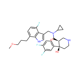 COCCCc1ccc(F)c2c(CN(C(=O)[C@H]3CNCC[C@]3(O)c3ccc(F)c(F)c3)C3CC3)c[nH]c12 ZINC000073195833