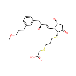 COCCCc1cccc(C[C@H](O)/C=C/[C@H]2[C@H](O)CC(=O)[C@@H]2SCCCSCC(=O)O)c1 ZINC000013836455