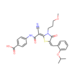 COCCCn1c(=O)/c(=C\c2ccccc2OC(C)C)s/c1=C(/C#N)C(=O)Nc1ccc(C(=O)O)cc1 ZINC000013136861