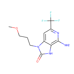 COCCCn1c(=O)[nH]c2c(N)nc(C(F)(F)F)cc21 ZINC000071296961