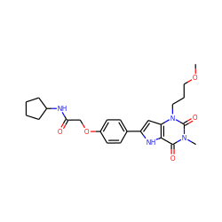 COCCCn1c(=O)n(C)c(=O)c2[nH]c(-c3ccc(OCC(=O)NC4CCCC4)cc3)cc21 ZINC000013678836