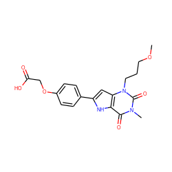 COCCCn1c(=O)n(C)c(=O)c2[nH]c(-c3ccc(OCC(=O)O)cc3)cc21 ZINC000013678980