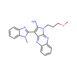 COCCCn1c(N)c(-c2nc3ccccc3n2C)c2nc3ccccc3nc21 ZINC000017440280