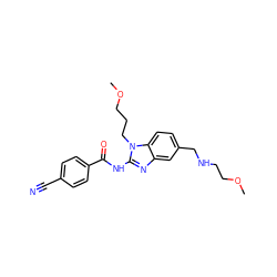 COCCCn1c(NC(=O)c2ccc(C#N)cc2)nc2cc(CNCCOC)ccc21 ZINC000040423808