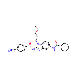 COCCCn1c(NC(=O)c2ccc(C#N)cc2)nc2cc(N(C)C(=O)C3CCCCC3)ccc21 ZINC000040412308