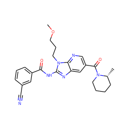 COCCCn1c(NC(=O)c2cccc(C#N)c2)nc2cc(C(=O)N3CCCC[C@H]3C)cnc21 ZINC000064513721