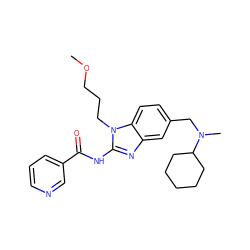 COCCCn1c(NC(=O)c2cccnc2)nc2cc(CN(C)C3CCCCC3)ccc21 ZINC000045497110