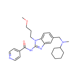 COCCCn1c(NC(=O)c2ccncc2)nc2cc(CN(C)C3CCCCC3)ccc21 ZINC000040423901