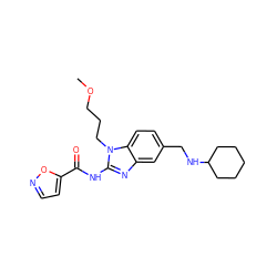 COCCCn1c(NC(=O)c2ccno2)nc2cc(CNC3CCCCC3)ccc21 ZINC000045498014