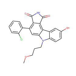 COCCCn1c2ccc(O)cc2c2c3c(c(-c4ccccc4Cl)cc21)C(=O)NC3=O ZINC000040421819