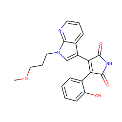 COCCCn1cc(C2=C(c3ccccc3O)C(=O)NC2=O)c2cccnc21 ZINC000026968370