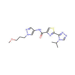 COCCCn1cc(NC(=O)c2csc(-c3nncn3C(C)C)n2)cn1 ZINC001772602611