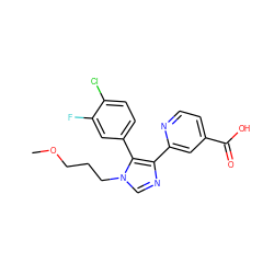 COCCCn1cnc(-c2cc(C(=O)O)ccn2)c1-c1ccc(Cl)c(F)c1 ZINC000225951385