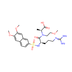 COCCN(C(=O)[C@@H](CCCN=C(N)N)NS(=O)(=O)c1ccc2cc(OC)c(OC)cc2c1)[C@@H](C)C(=O)O ZINC000028755726