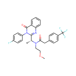 COCCN(C(=O)Cc1ccc(C(F)(F)F)cc1)[C@H](C)c1nc2ccccc2c(=O)n1-c1ccc(F)cc1 ZINC000028707789