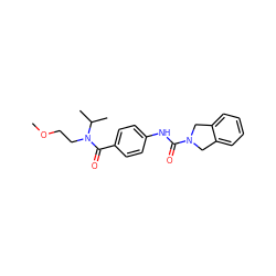 COCCN(C(=O)c1ccc(NC(=O)N2Cc3ccccc3C2)cc1)C(C)C ZINC000166753129