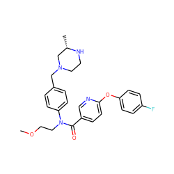 COCCN(C(=O)c1ccc(Oc2ccc(F)cc2)nc1)c1ccc(CN2CCN[C@@H](C)C2)cc1 ZINC000095598464