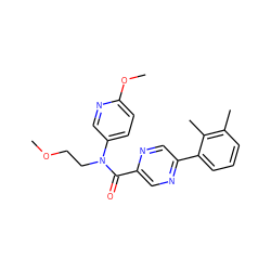 COCCN(C(=O)c1cnc(-c2cccc(C)c2C)cn1)c1ccc(OC)nc1 ZINC000049053931