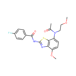 COCCN(C(C)=O)c1ccc(OC)c2nc(NC(=O)c3ccc(F)cc3)sc12 ZINC000034270928