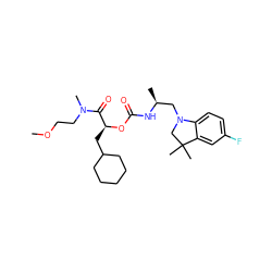 COCCN(C)C(=O)[C@H](CC1CCCCC1)OC(=O)N[C@@H](C)CN1CC(C)(C)c2cc(F)ccc21 ZINC000014971870